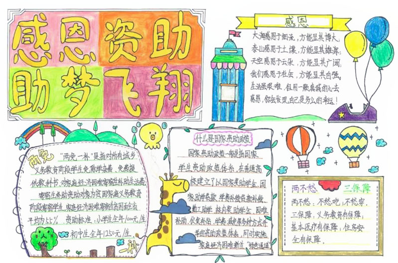 “感恩祖国，助学筑梦”主题手抄报（8张）-图1