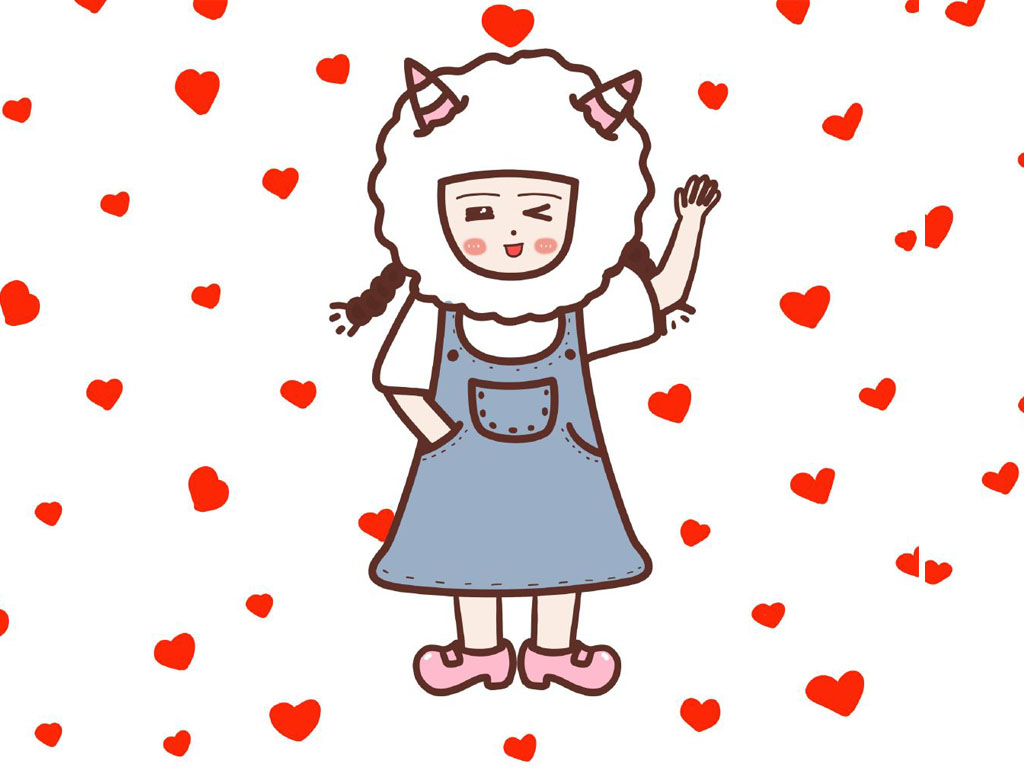 戴着小羊头套的可爱小女孩简笔画教程