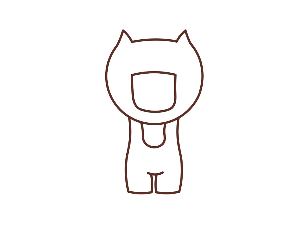 步骤3：画男孩的裤子。