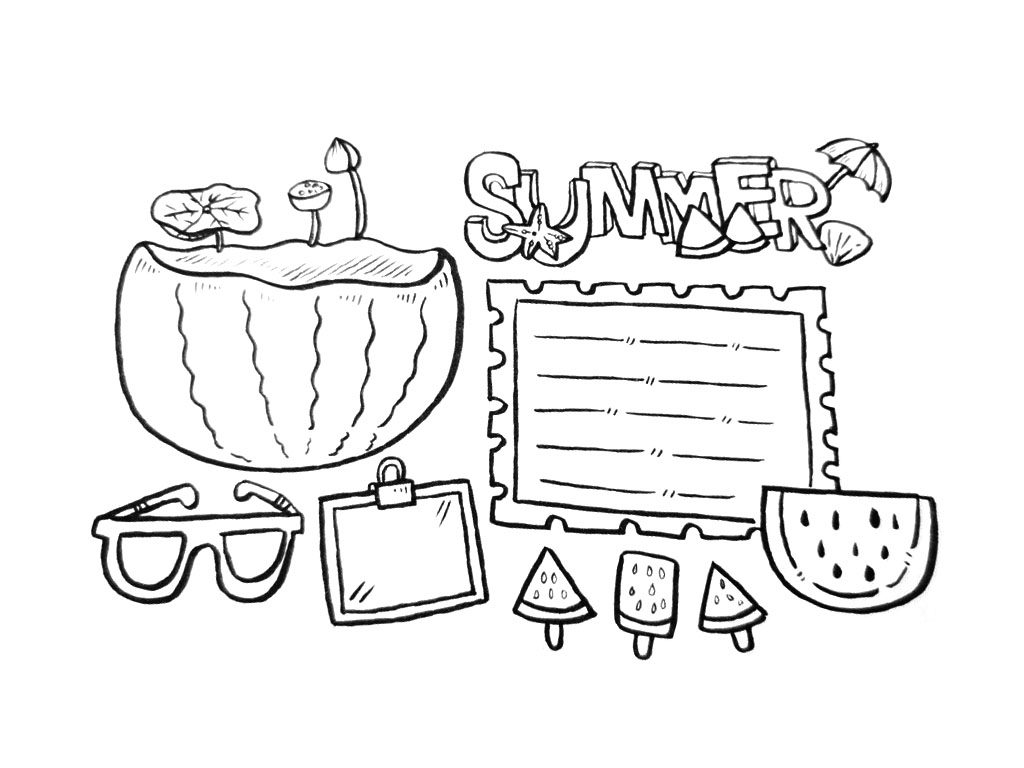 一组简单漂亮的夏天手抄报图片-图1