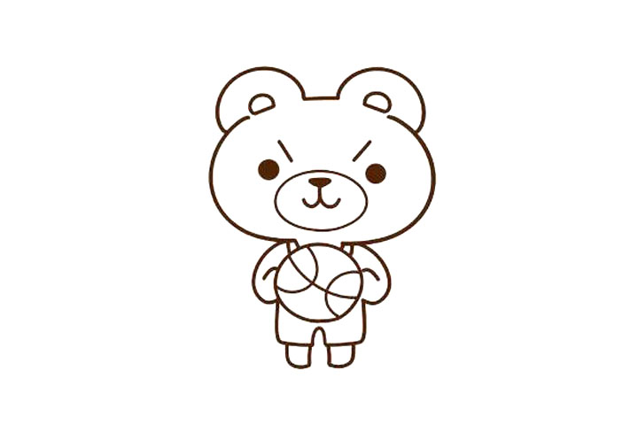 四步画抱着篮球的小熊弟弟-图3