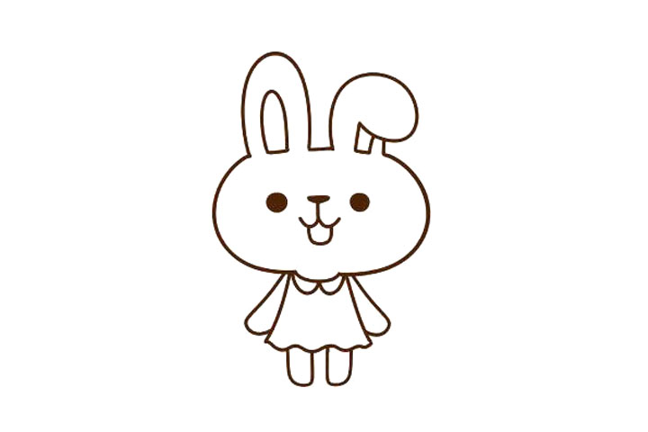 四步画可爱的兔妹妹简笔画-图3