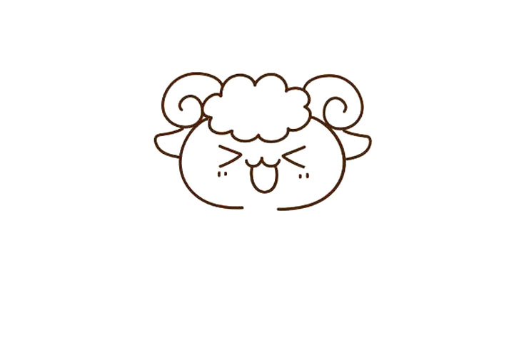 四步画可爱的小羊简笔画-图2