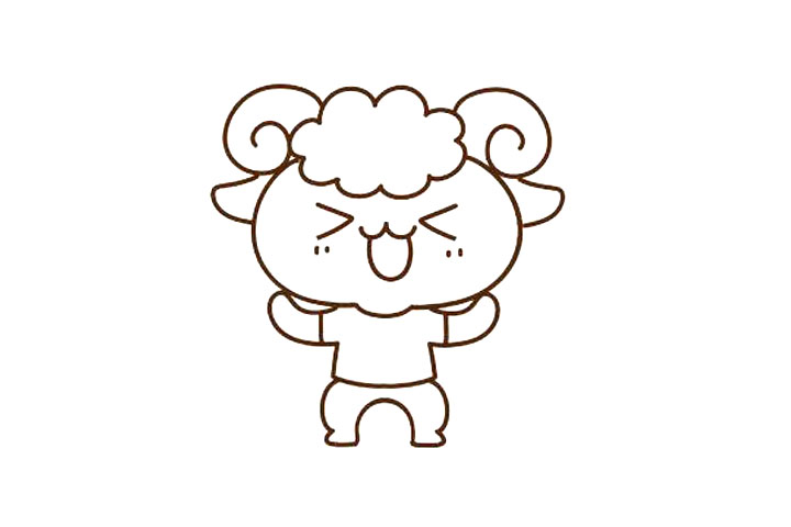 四步画可爱的小羊简笔画-图3
