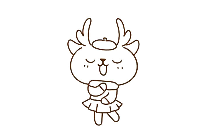 四步画可爱小鹿简笔画-图3