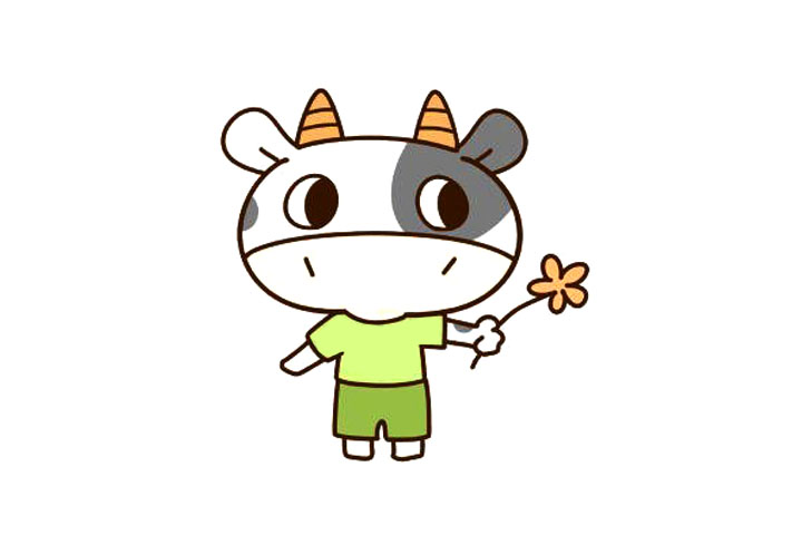 四步画出可爱小奶牛简笔画