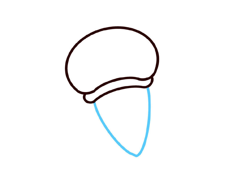 步骤3：画冰淇淋的筒的外轮廓。
