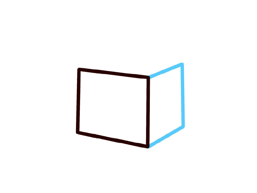 步骤2：画三条直线连接四边形。