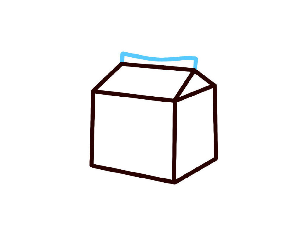 步骤5：画牛奶盒的封口。