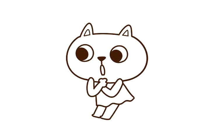 四步画可爱小猫简笔画-图3