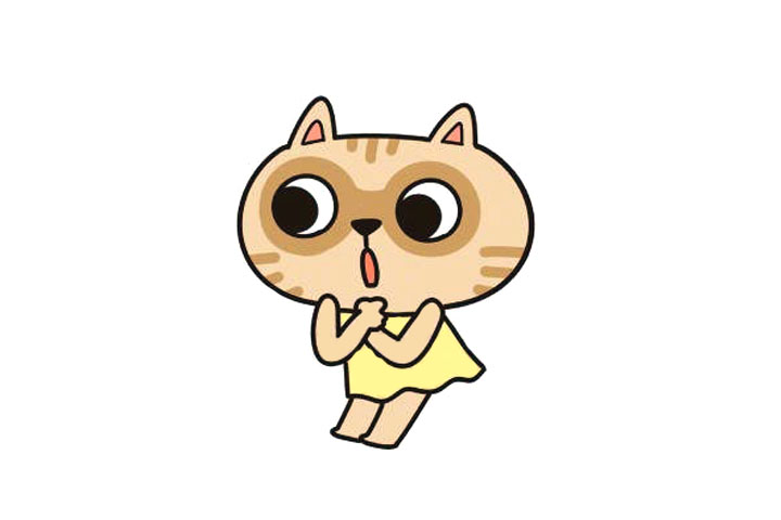 四步画可爱小猫简笔画