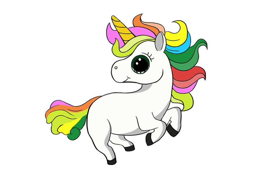 可爱独角兽简笔画画法步骤