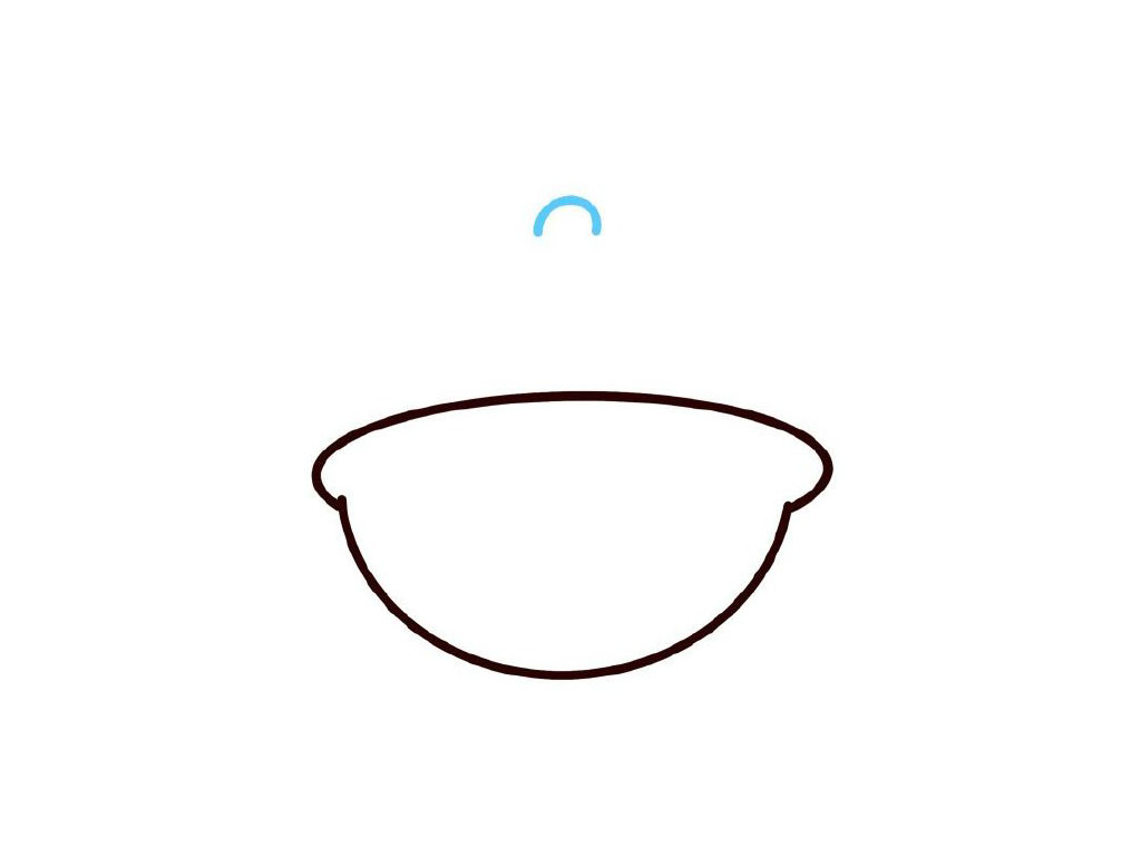 步骤3：画一个小半圆。