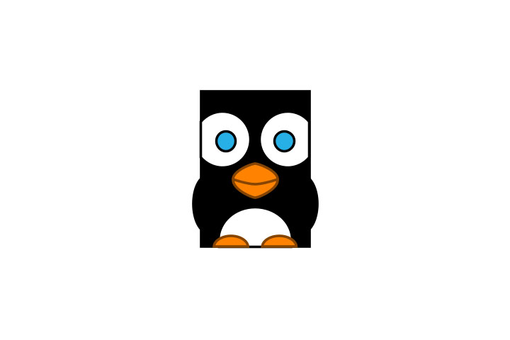 由矩形画可爱企鹅简笔画