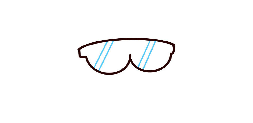 步骤3：两对斜线，光束。