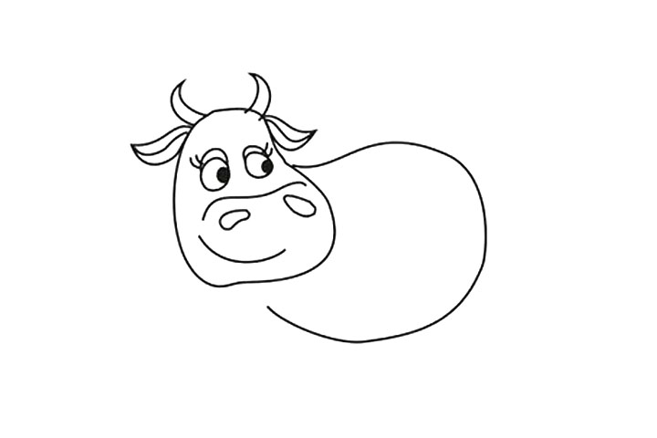 在吃草的奶牛简笔画教程-图4