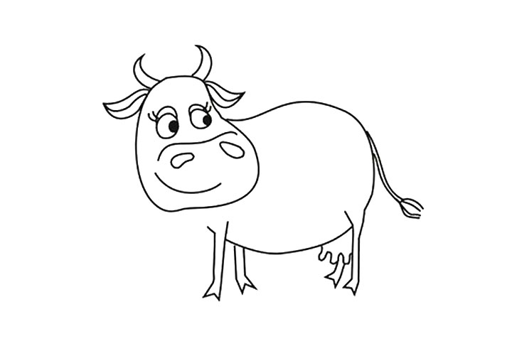 在吃草的奶牛简笔画教程-图5