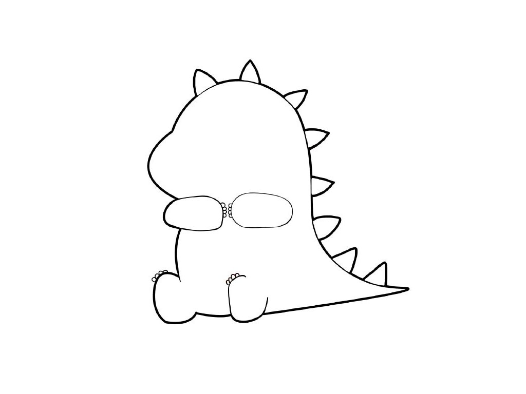 步骤5：画小恐龙身上的戟。