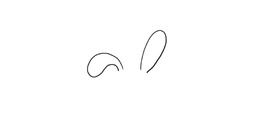 步骤1：画对兔耳朵。