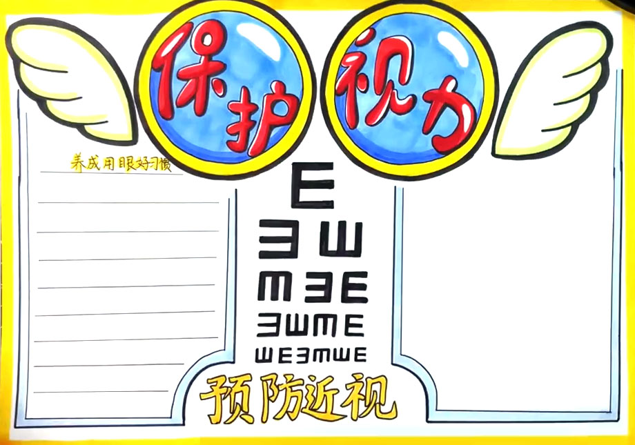 保护视力预防近视手抄报图片