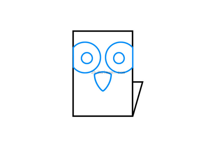 步骤2：在矩形内，画两个大的圆形以形成眼睛。
