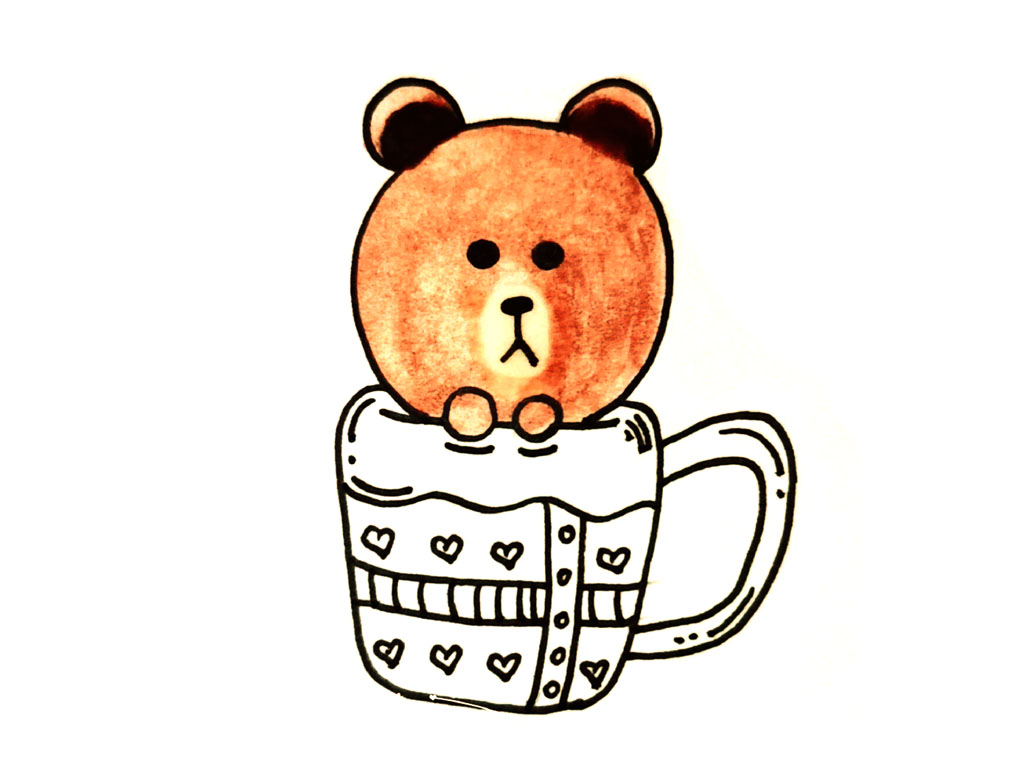 步骤7：给小熊上色。