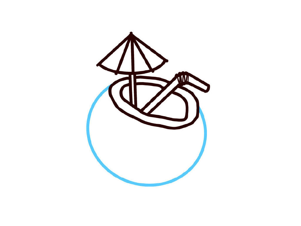 步骤4：画大半个圆。