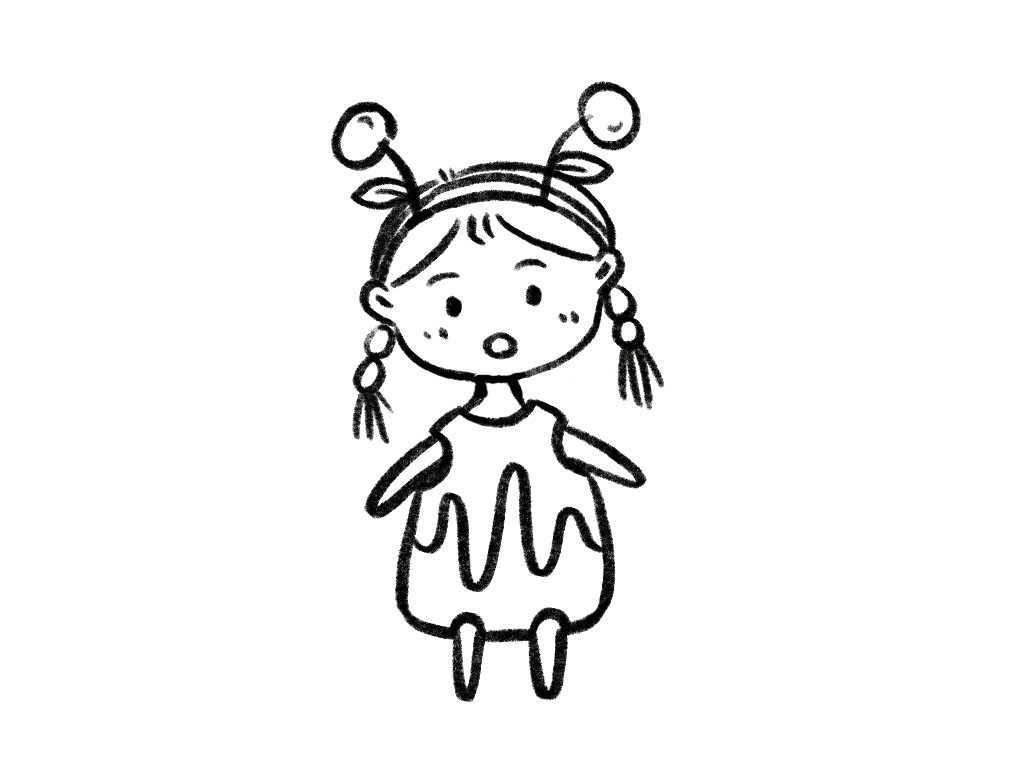 可爱小女孩简笔画教程-图6