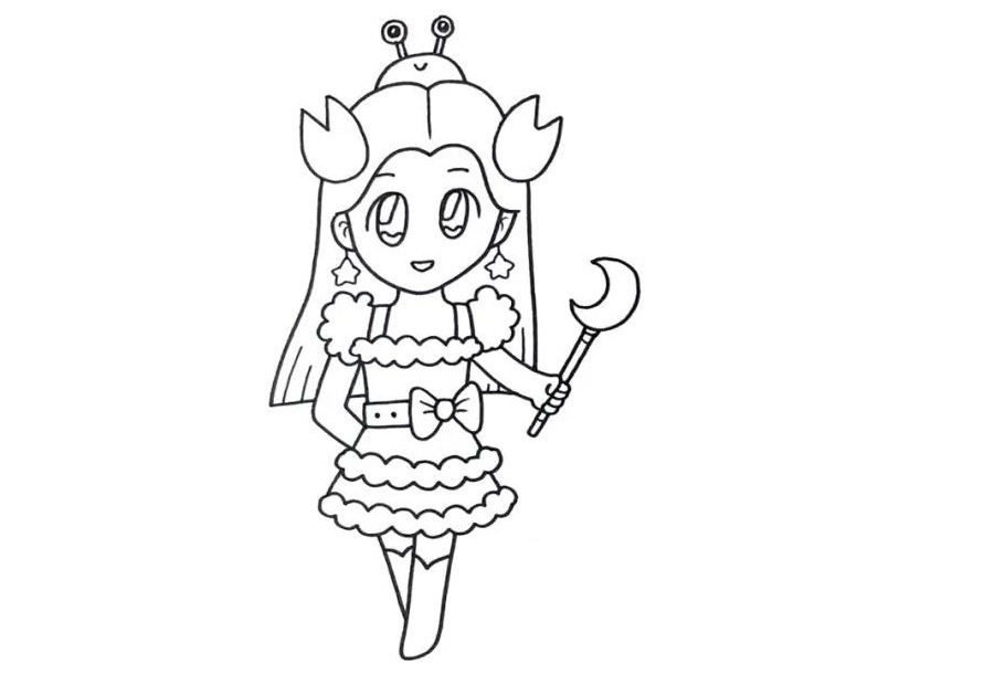 十二星座漫画人物-巨蟹座简笔画-图4