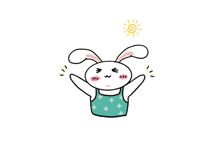 伸懒腰的小兔子简笔画教程