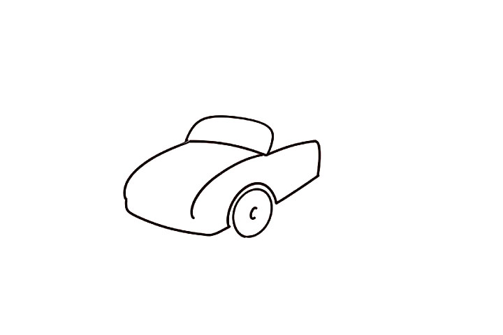敞篷跑车简笔画教程-图4