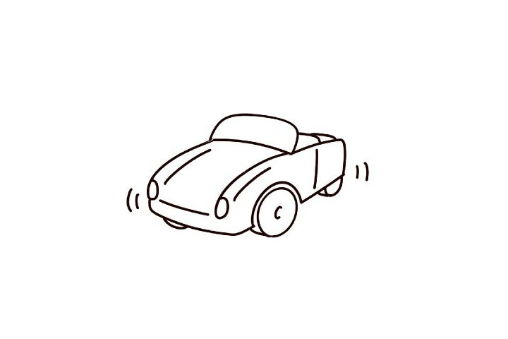 敞篷跑车简笔画教程-图6