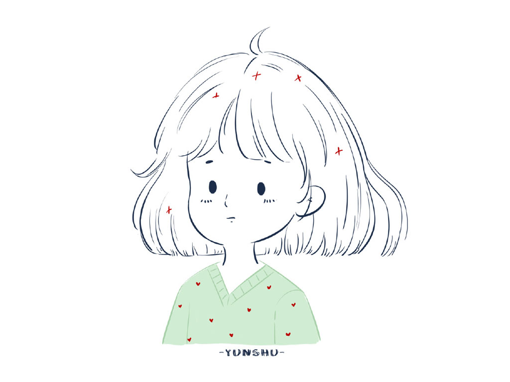 一组简笔画小清新女孩头像-图5