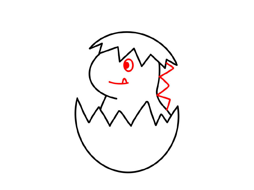 一只恐龙蛋宝宝简笔画教程-图7