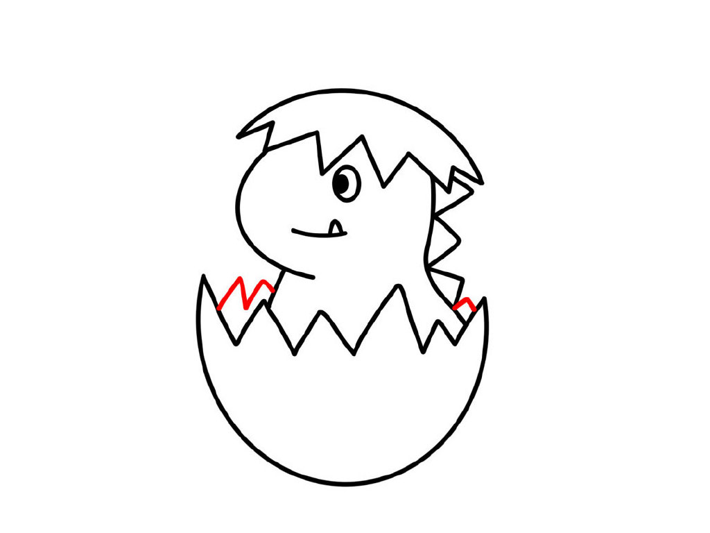 一只恐龙蛋宝宝简笔画教程-图8