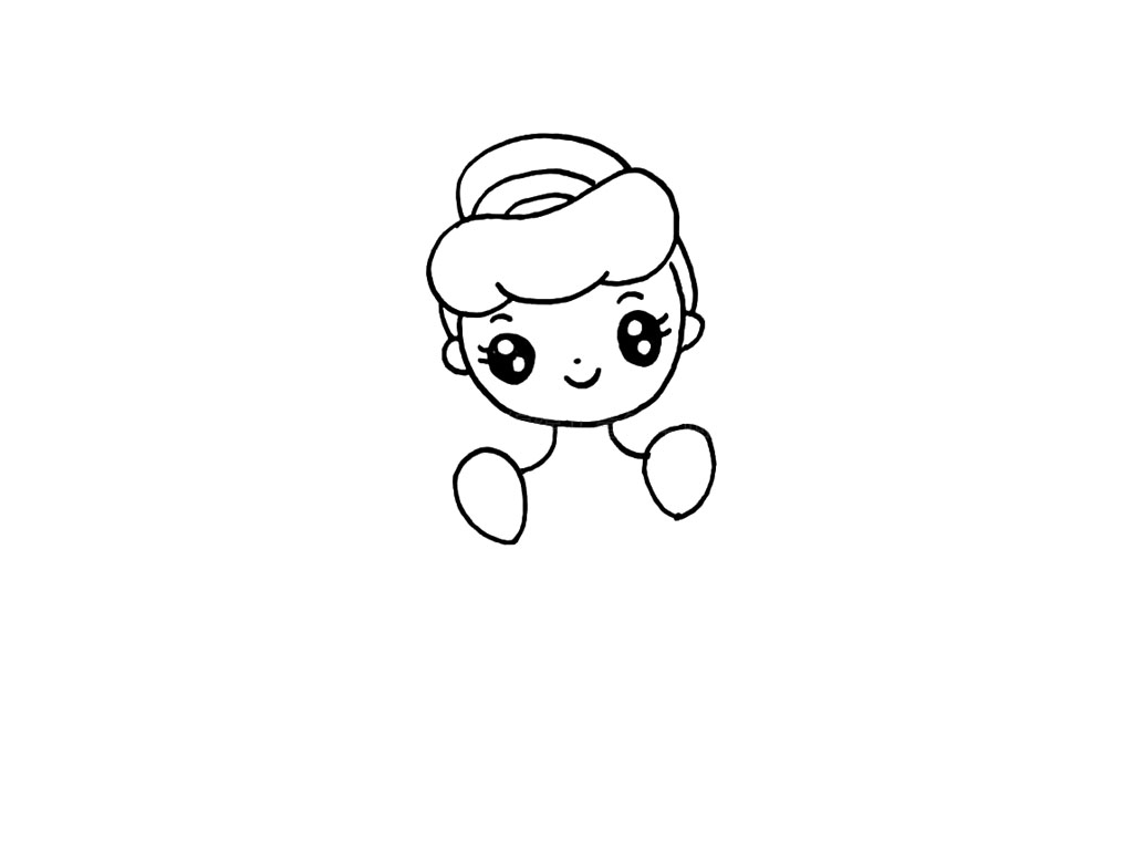 步骤7：画大大的蓬蓬袖。