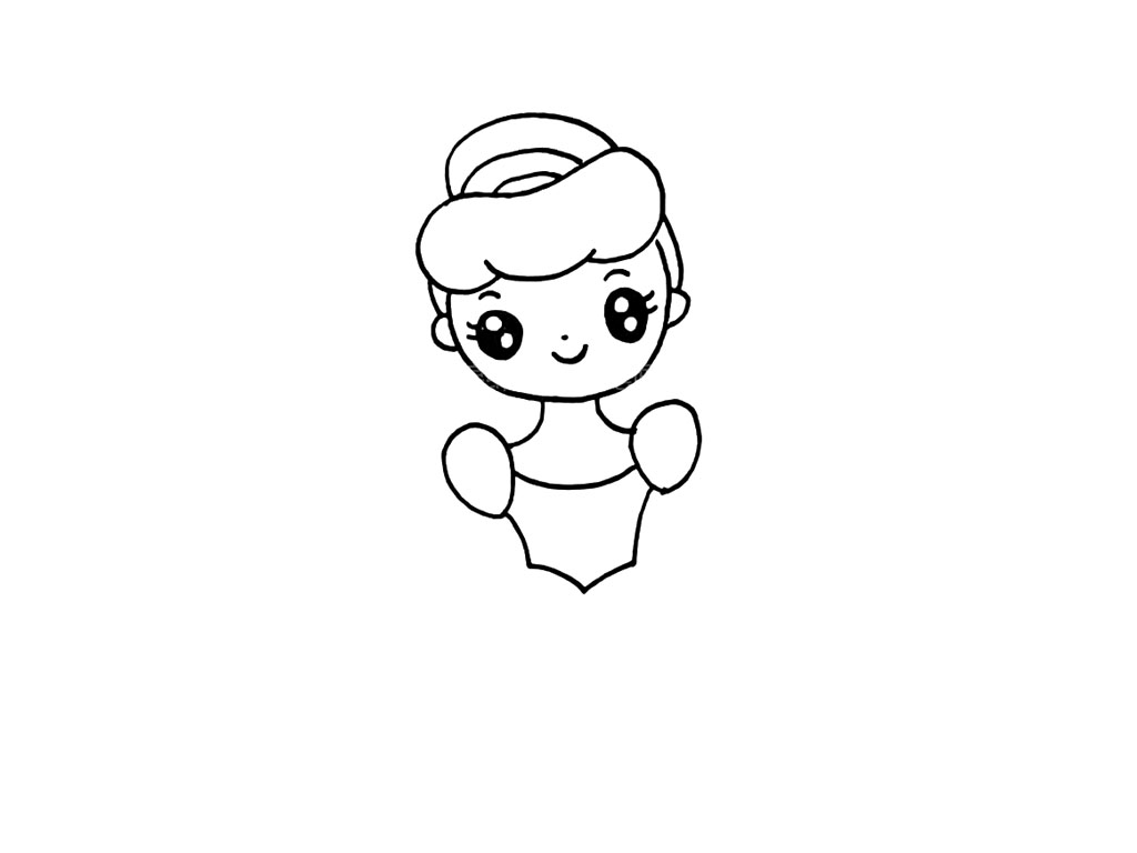 步骤8：画公主裙的衣服部分。