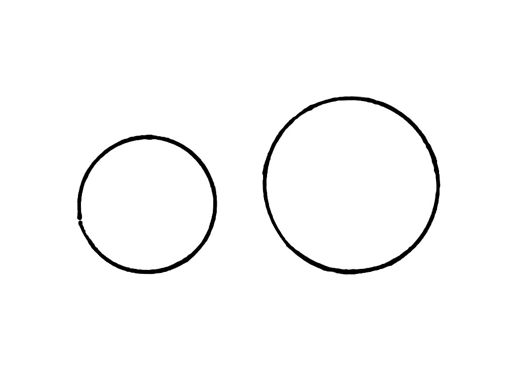 步骤1：首先，我们可以借助一大一小两个硬币，画两个圆形。