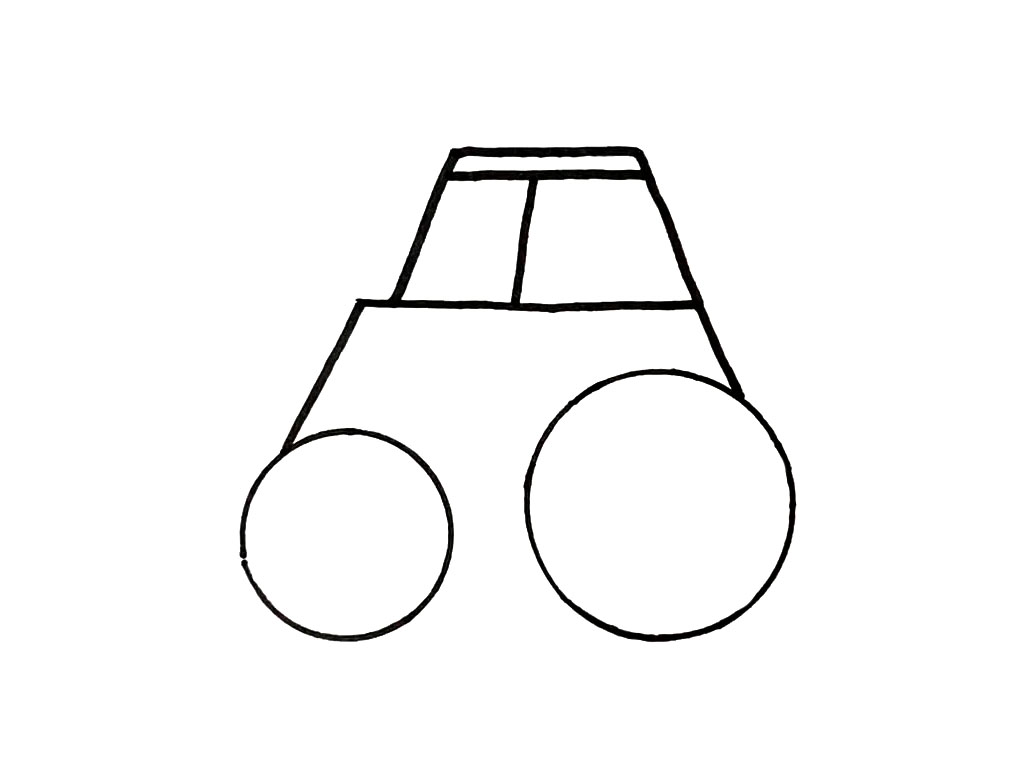步骤4：加一个字母T，驾驶室的窗户就画好了，是不是很简单？
