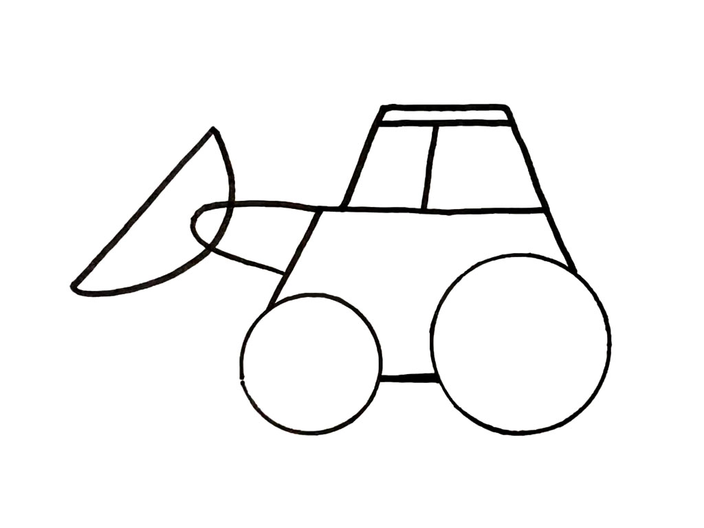 步骤7：再画一个半圆，简单的大铲斗完成了。