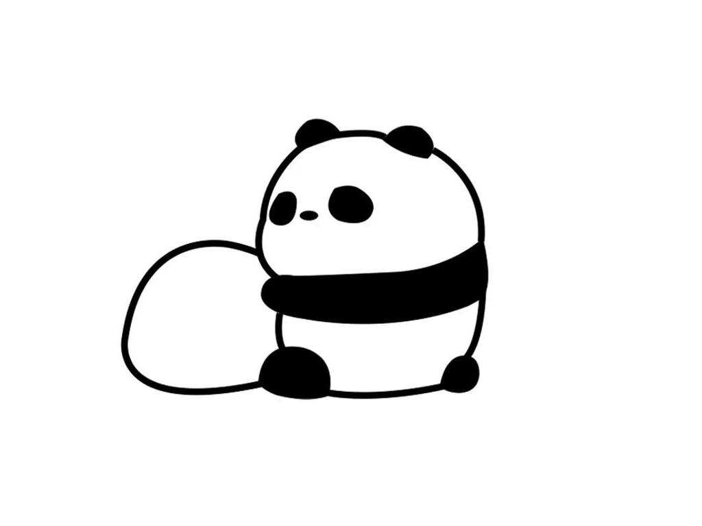 步骤4：依次画出另一只熊猫的头部轮廓。