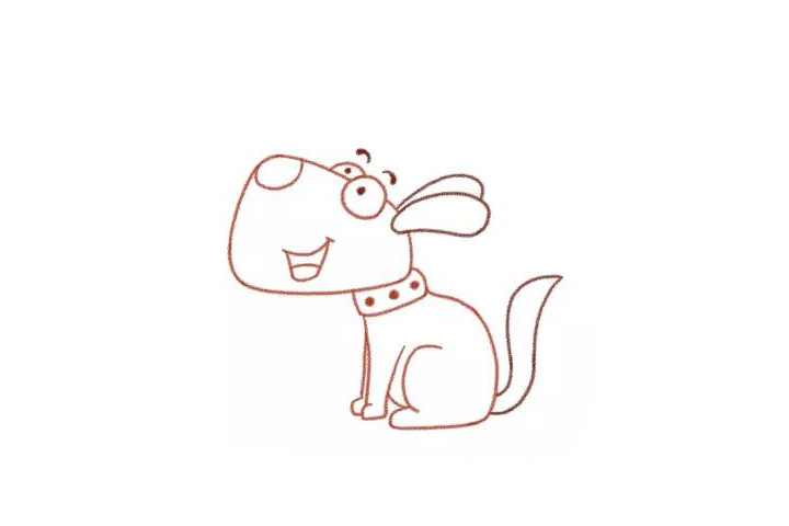 步骤7：画尾巴，狗狗的尾巴向后放。