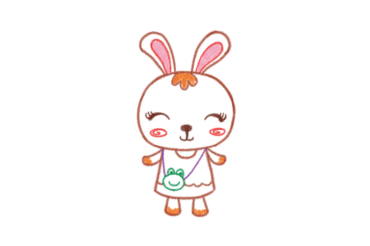 步骤7：给兔子涂色，给小兔子的四肢后端涂一点颜色，耳朵内涂粉色。