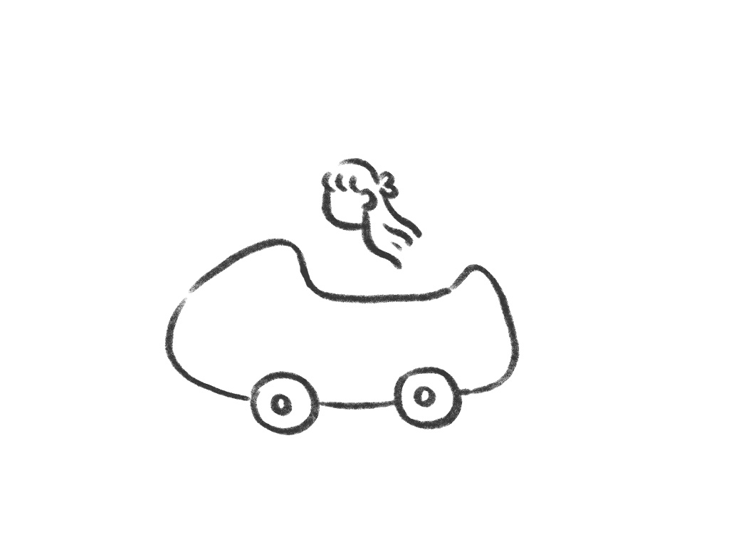 小女孩开猪猪汽车简笔画画法步骤-图3