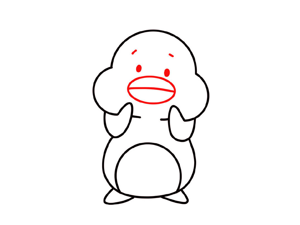 胖胖小黄鸭简笔画画法步骤-图7