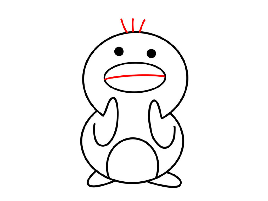 爱心小黄鸭简笔画图解教程-图7