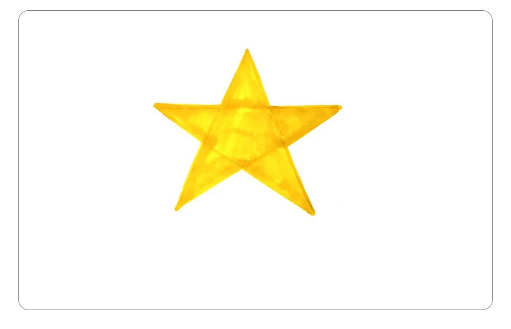 步骤1：首先，在画面中间靠上的位置画出五角星。