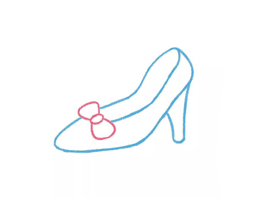 步骤2：完成鞋的线稿。先用一条折线画出鞋身，再画出鞋跟。