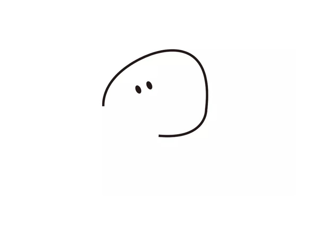 步骤1：画出头部轮廓和眼睛