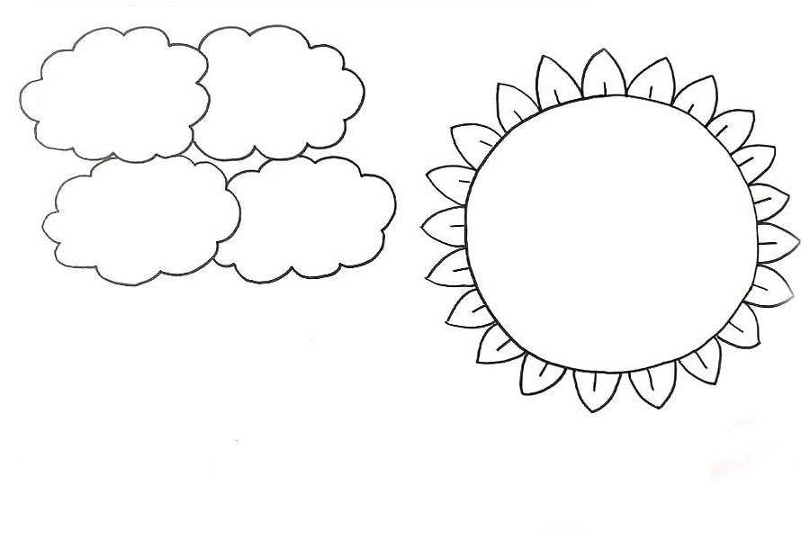 步骤3：接着，画上花瓣，一个向日葵就画好了。